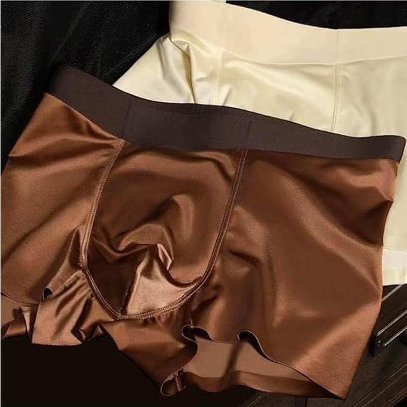 3pcs Satin Silk Boxer Briefs Mid Waist Underpants,Men's Light Luxury Satin Ice Silk Fashion Breathable Boxer Briefs, Silky Sexy Mens Underwear - image 6