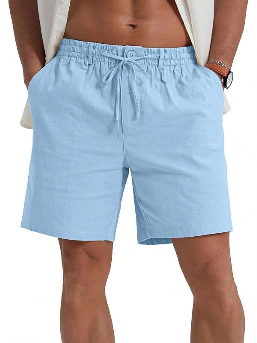 Drawstring Waist Solid-color Casual Athletic Shorts - image 9
