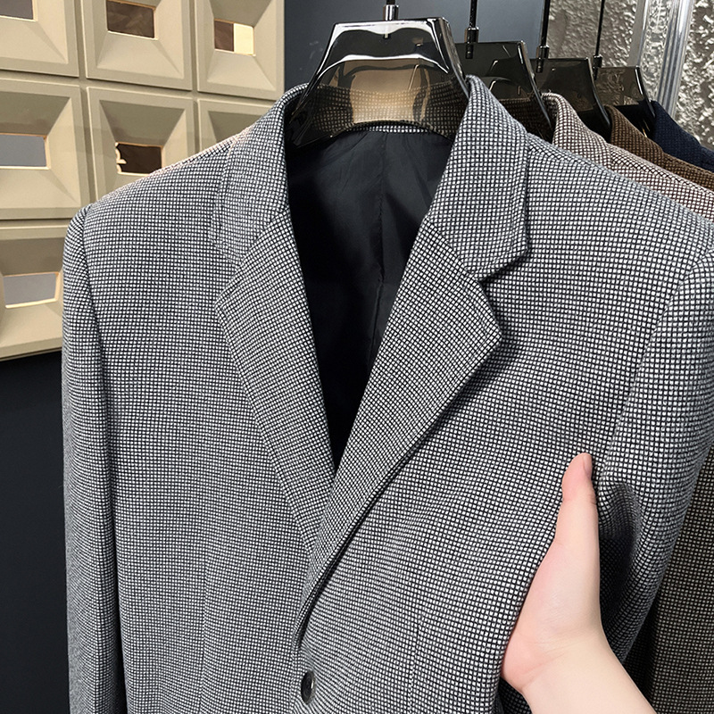 Lightly Mature-style Casual Mens Heavy Wool Suit For Spring And Autumn - image 8