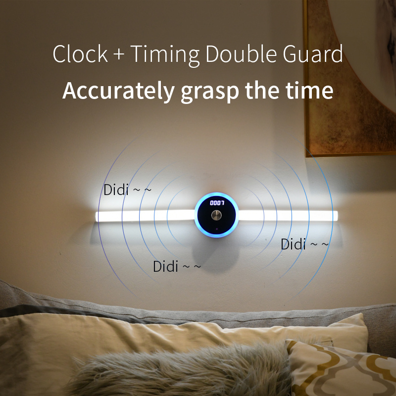 Smart Cabinet Light Clock Timing Sensor Light Removable LED Wardrobe Light Human Body Sensor Light - image 3