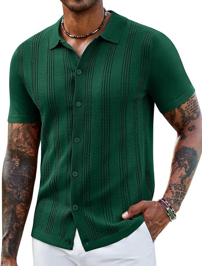 Fashionable Striped Hollow-Out Knitted Sweater For Men - image 51