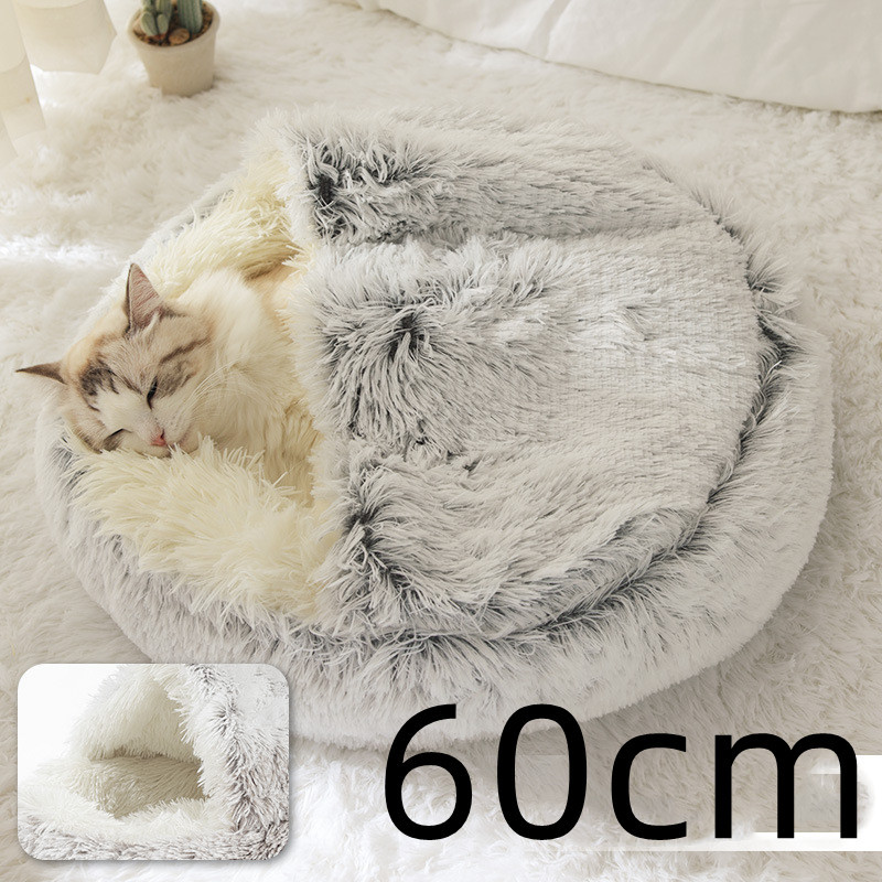 2 In 1 Dog And Cat Bed Pet Winter Bed Round Plush Warm Bed House Soft Long Plush Pets Bed Pet Products - image 13