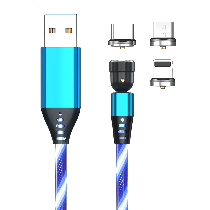 540 Rotate Luminous Magnetic Cable 3A Fast Charging Mobile Phone Charge Cable For LED Micro USB Type C For I Phone Cable - image 17
