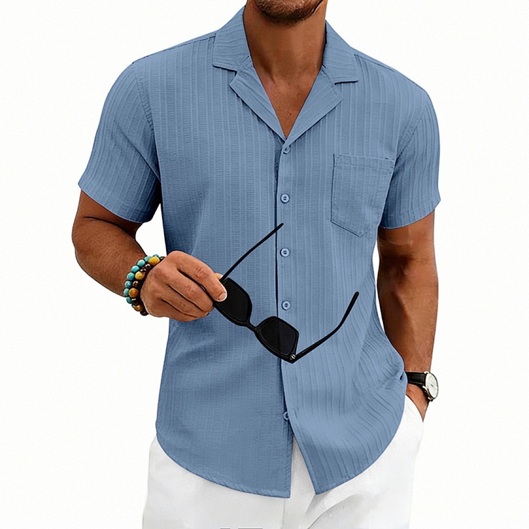 Mens Loose-Fit Plus-Size Cuban-Neck Casual Short-Sleeve Shirt - image 30