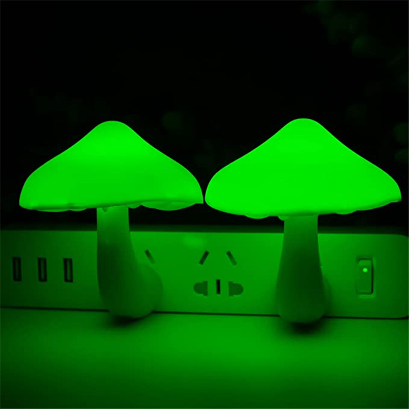 LED Night Light Mushroom Wall Socket Lamp EU US Plug Warm White Light-control Sensor Bedroom Light Home Decoration - image 4