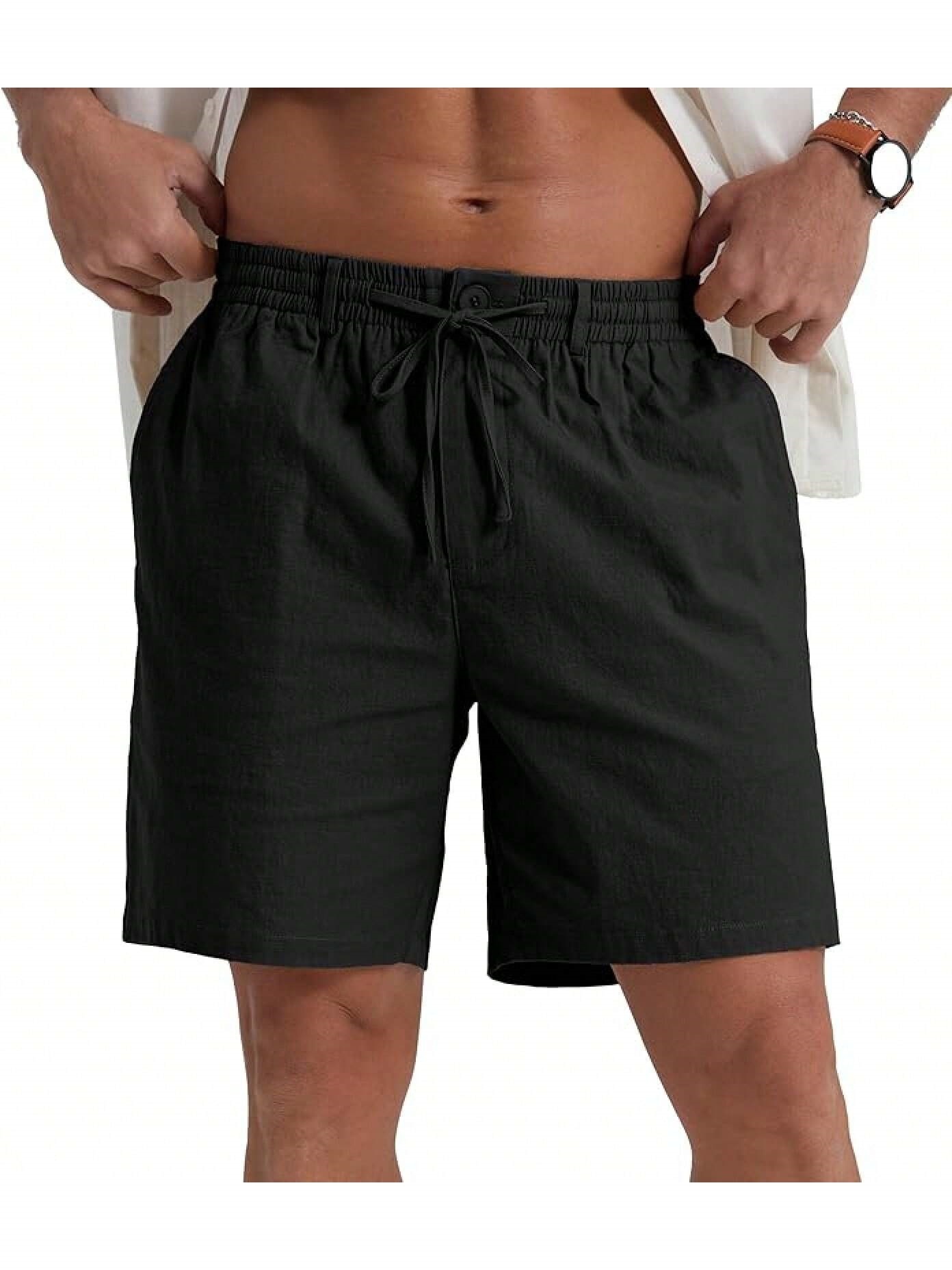 Drawstring Waist Solid-color Casual Athletic Shorts - image 6