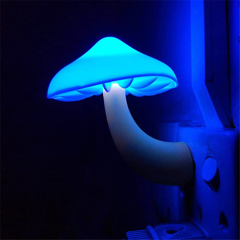 LED Night Light Mushroom Wall Socket Lamp EU US Plug Warm White Light-control Sensor Bedroom Light Home Decoration - image 3