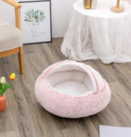 2 In 1 Dog And Cat Bed Pet Winter Bed Round Plush Warm Bed House Soft Long Plush Pets Bed Pet Products - image 34