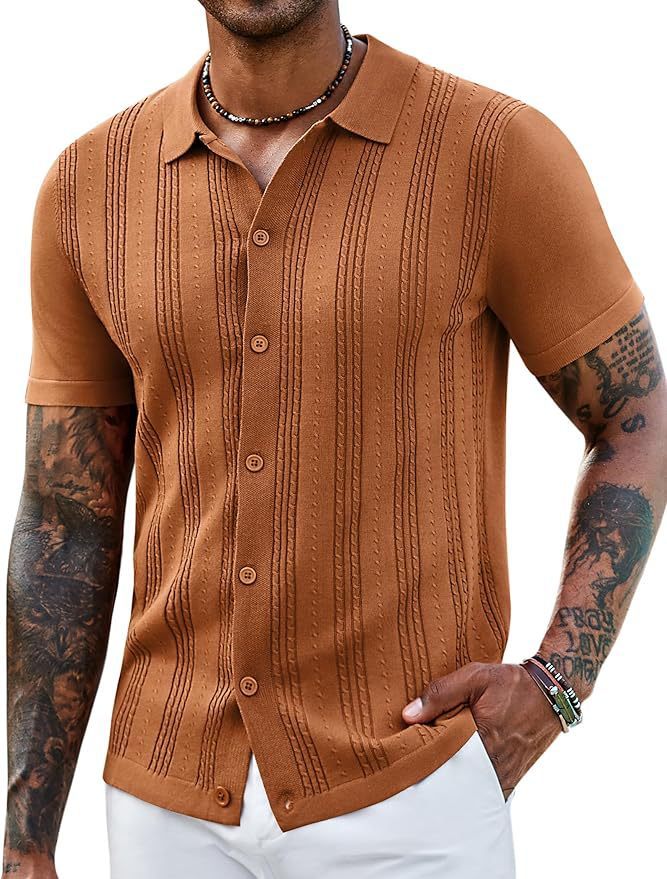 Fashionable Striped Hollow-Out Knitted Sweater For Men - image 14