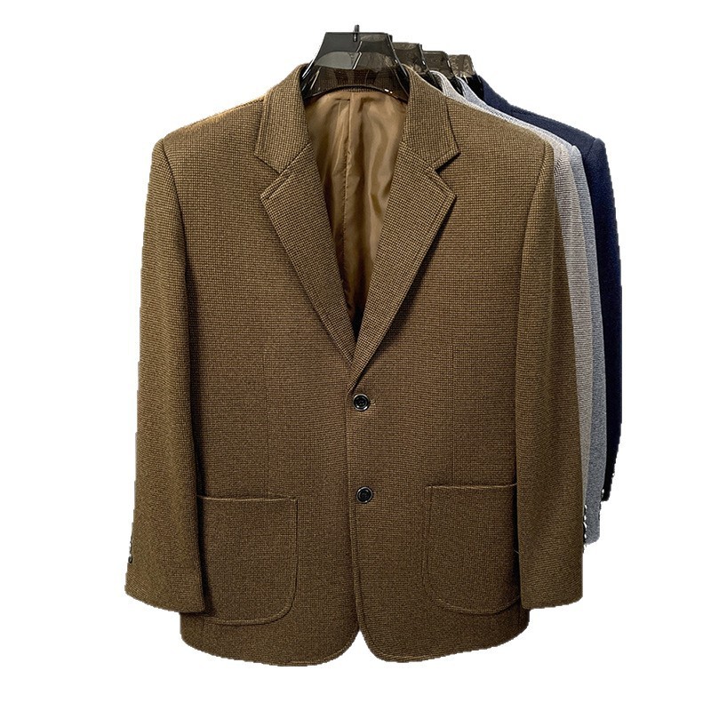 Lightly Mature-style Casual Mens Heavy Wool Suit For Spring And Autumn - image 5