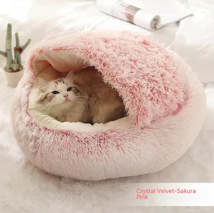 2 In 1 Dog And Cat Bed Pet Winter Bed Round Plush Warm Bed House Soft Long Plush Pets Bed Pet Products - image 41