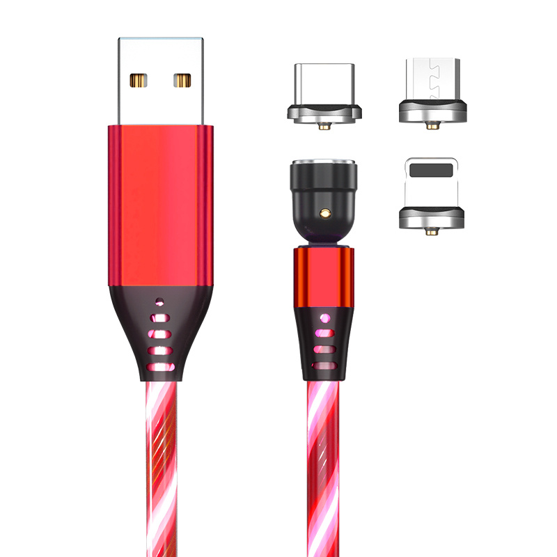 540 Rotate Luminous Magnetic Cable 3A Fast Charging Mobile Phone Charge Cable For LED Micro USB Type C For I Phone Cable - image 13