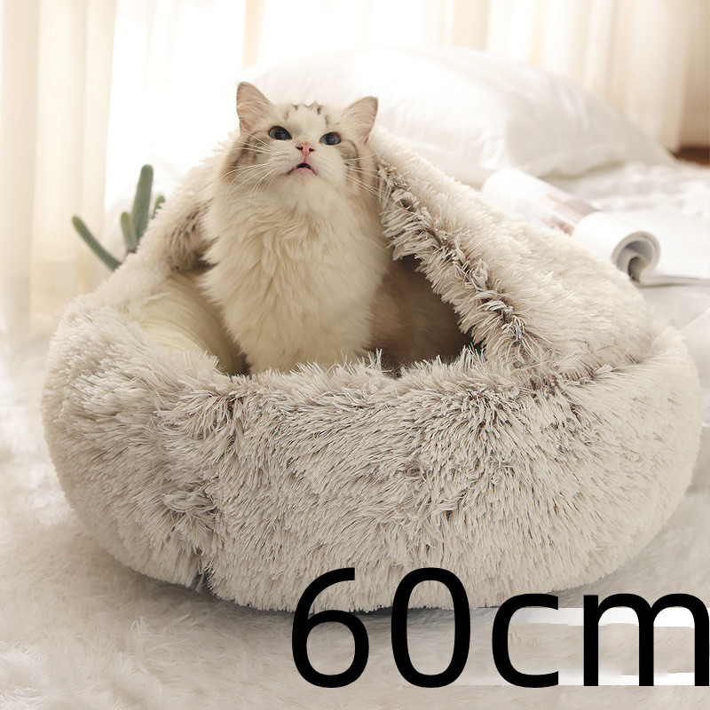 2 In 1 Dog And Cat Bed Pet Winter Bed Round Plush Warm Bed House Soft Long Plush Pets Bed Pet Products - image 85
