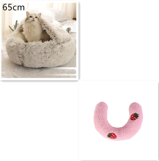 2 In 1 Dog And Cat Bed Pet Winter Bed Round Plush Warm Bed House Soft Long Plush Pets Bed Pet Products - image 70
