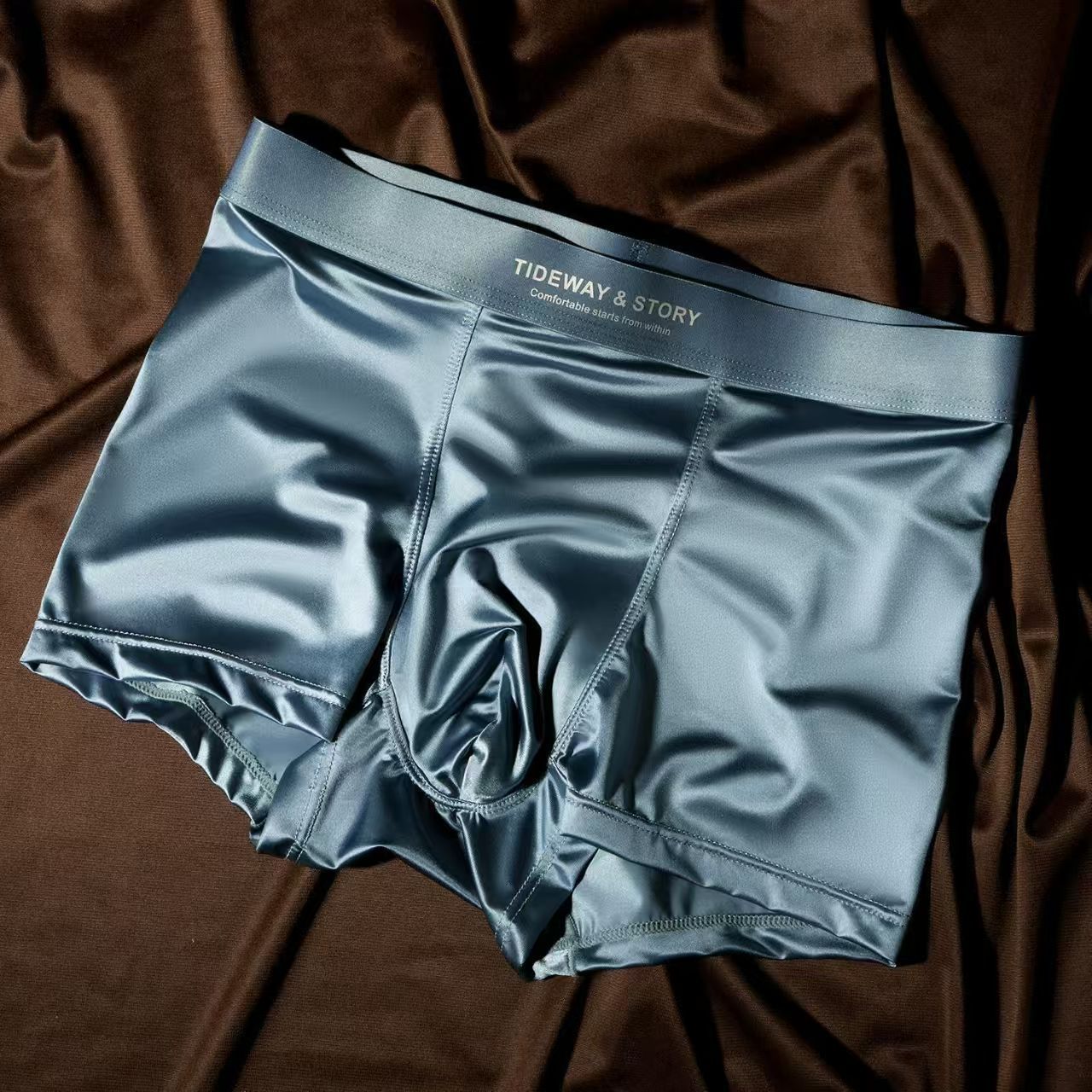Ice Silk Mens Underwear Light Luxury Satin Boxers - image 7