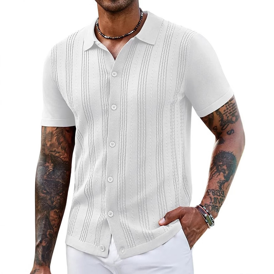 Fashionable Striped Hollow-Out Knitted Sweater For Men - image 65