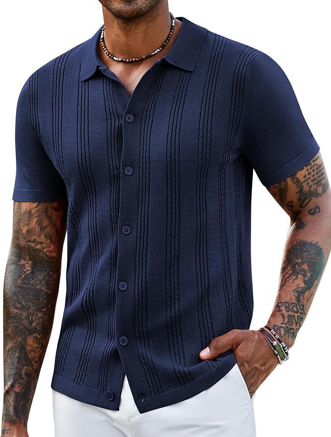 Fashionable Striped Hollow-Out Knitted Sweater For Men - image 7
