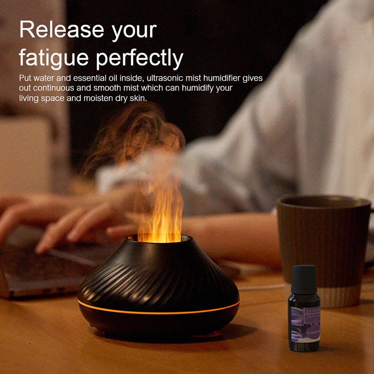 Newest RGB Flame Aroma Diffuser 130Ml 3d Colorful Flame Humidifier Fire Volcano Diffuser Flame - image 5