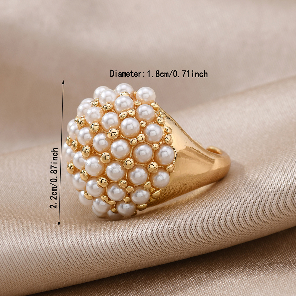 Elegant Three-dimensional Pearl-ball Chic Ring - image 5