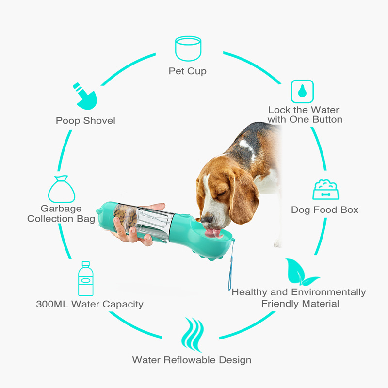 Pet Water Bottle Feeder Bowl Garbage Bag Storage Portable Pet Outdoor Travel 3 In 1 Dog Water Bottle - image 4