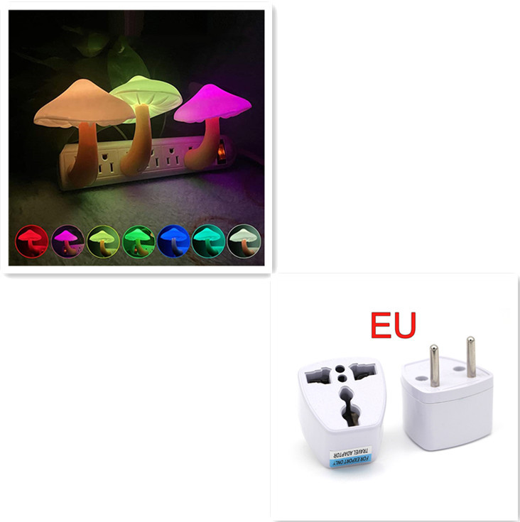 LED Night Light Mushroom Wall Socket Lamp EU US Plug Warm White Light-control Sensor Bedroom Light Home Decoration - image 28
