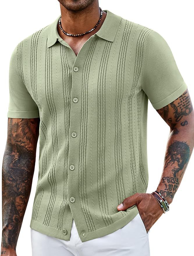 Fashionable Striped Hollow-Out Knitted Sweater For Men - image 39
