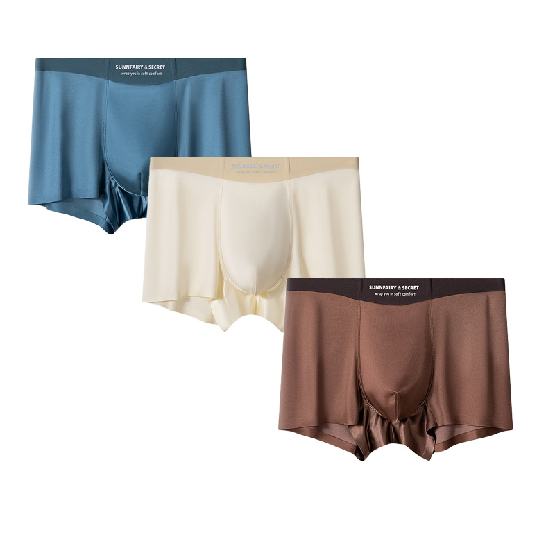 3pcs Satin Silk Boxer Briefs Mid Waist Underpants,Men's Light Luxury Satin Ice Silk Fashion Breathable Boxer Briefs, Silky Sexy Mens Underwear - image 10
