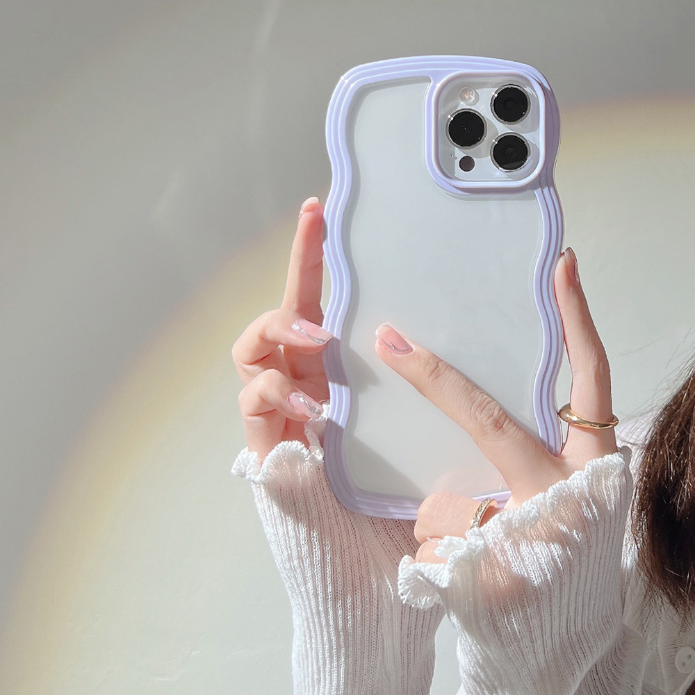 Wave Border Mobile Phone Case Solid Color Simple Candy Color - image 98