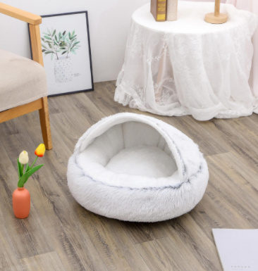2 In 1 Dog And Cat Bed Pet Winter Bed Round Plush Warm Bed House Soft Long Plush Pets Bed Pet Products - image 9