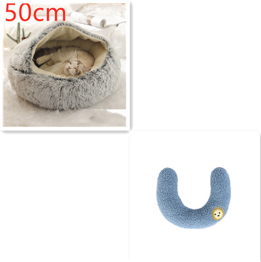 2 In 1 Dog And Cat Bed Pet Winter Bed Round Plush Warm Bed House Soft Long Plush Pets Bed Pet Products - image 61