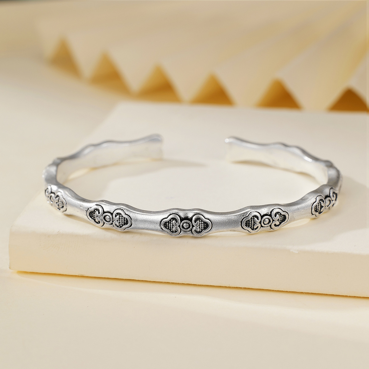 Bamboo-themed Sterling Silver Bracelet With Bamboo-Node Design - image 9