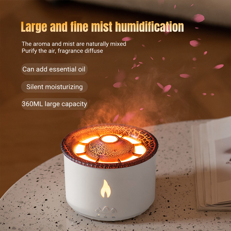 New Creative Ultrasonic Essential Oil Humidifier Volcano Aromatherapy Machine Spray Jellyfish Air Flame Humidifier Diffuser - image 5
