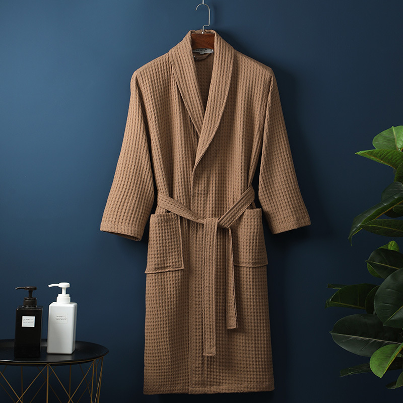 Pure Cotton Bathrobe Long Waffle All Cotton Nightgown - image 24
