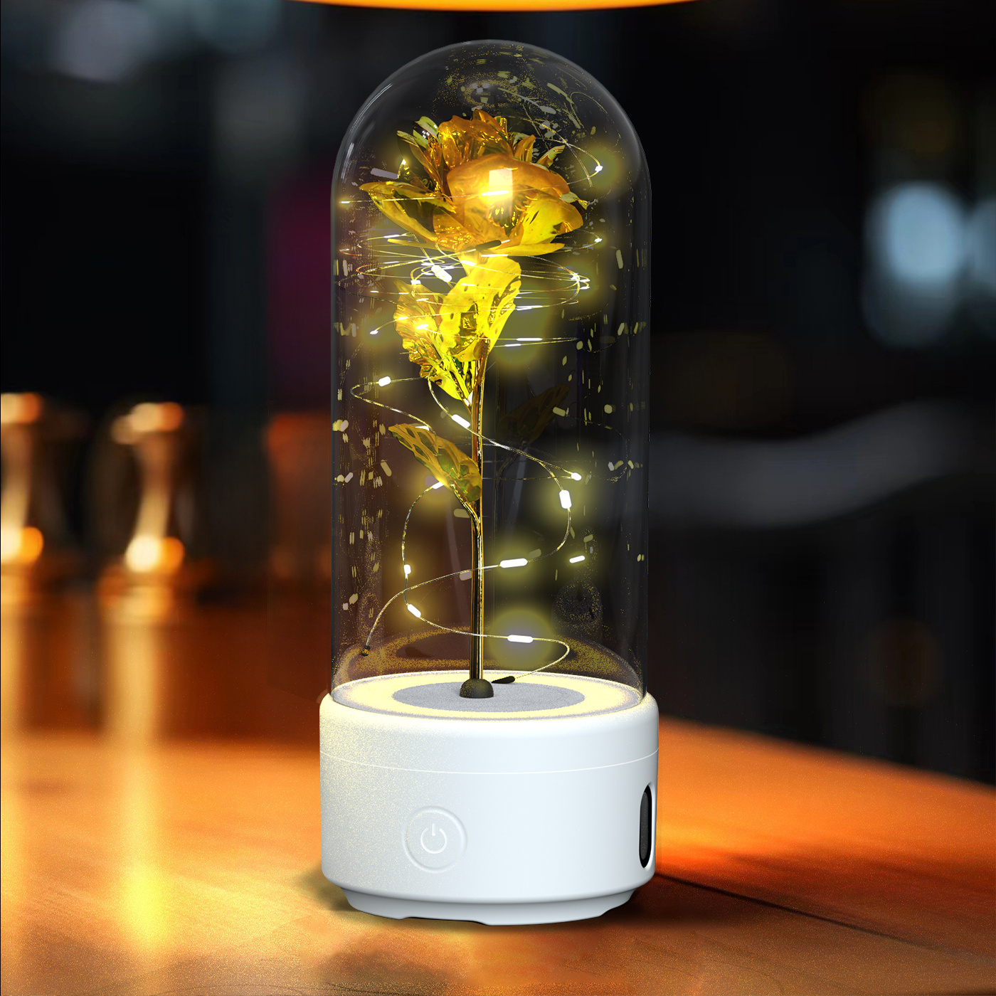 Creative 2 In 1 Rose Flowers LED Light And Bluetooth-compatible Speaker Valentine's Day Gift Rose Luminous Night Light Ornament In Glass Cover - image 11