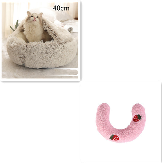 2 In 1 Dog And Cat Bed Pet Winter Bed Round Plush Warm Bed House Soft Long Plush Pets Bed Pet Products - image 78