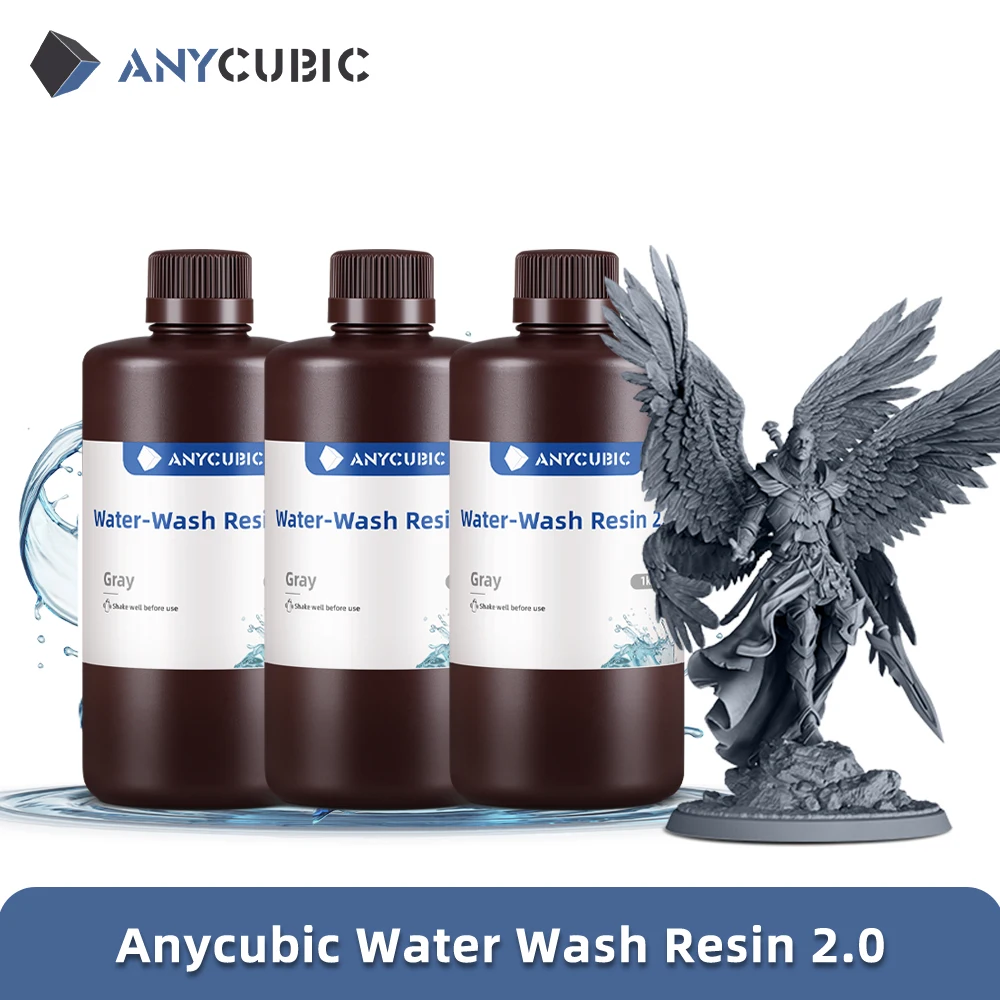 ANYCUBIC Water-Wash Resin 3kg High Precision Low Odor Low Viscosity 3D Printing Standard Photopolymer For LCD 3D Printer