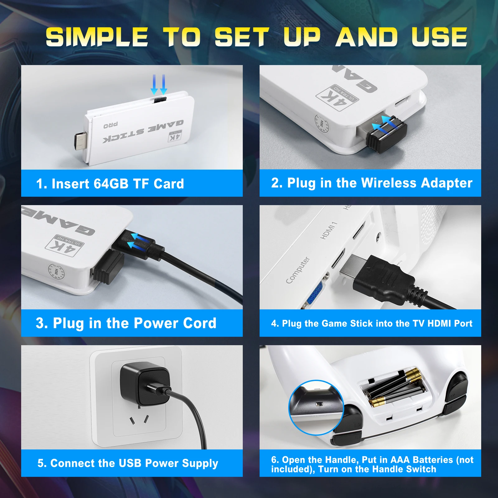 M15 4K TV Retro Handheld Game Console Stick 2.4G Dual Wireless Controller 20000+ Classical Games 23 Classic Emulaters - image 5